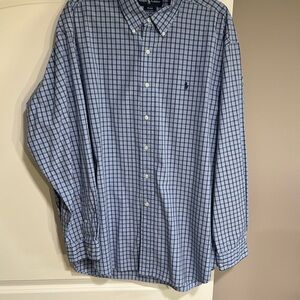 Ralph Lauren Men's Blue Plaid Button Down Shirt XXL